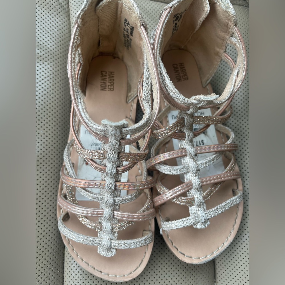 Harper Canyon rose gold faux leather toddler girls sandals spring summer
